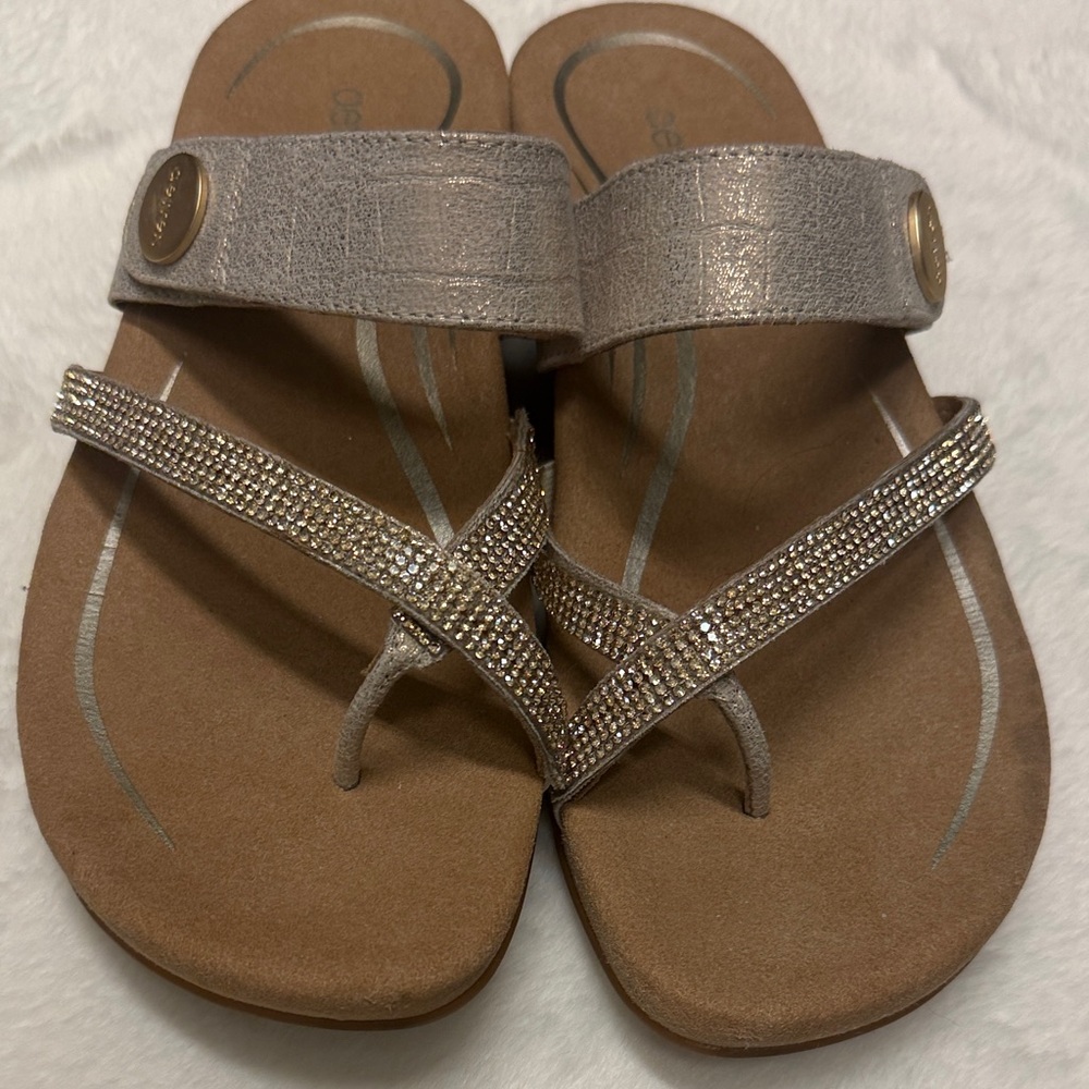 Aetrex IZZY SPARKLE Women's Gold Sandals Size EU38, US7.5-8